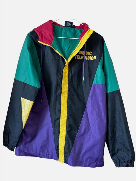 MTV Jackets & Blazers - MTV Vintage Colorblock Windbreaker Rain Jacket